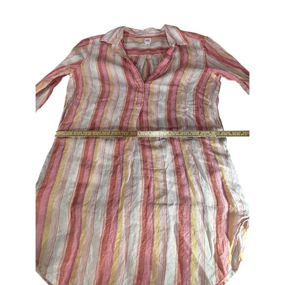 Gap Womens Striped Lightweight Linen Tunic Top XS Long Sleeve Multicolor - Picture 8 of 10